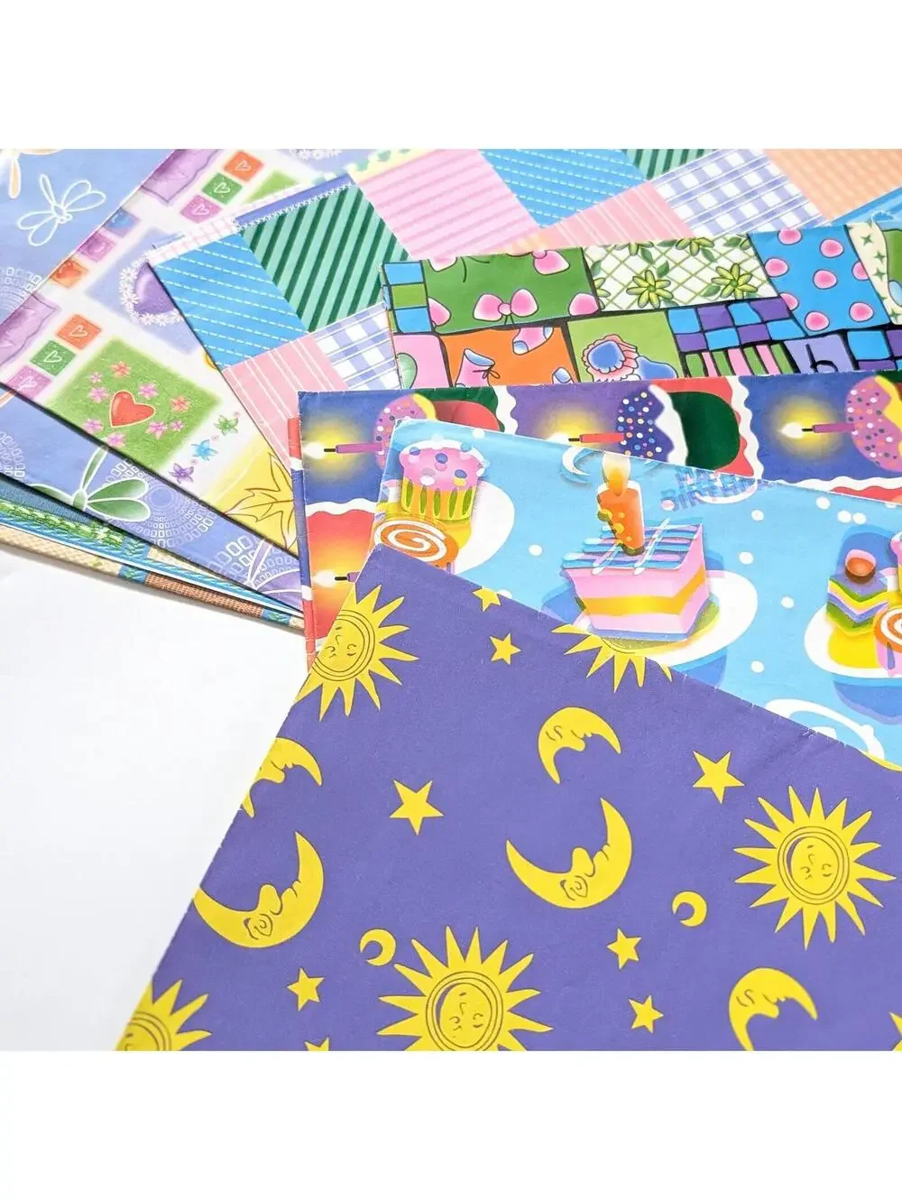 1990s Vintage Gift Wrap Sheet Set - Mixed Bundle - Lisa Frank Style
